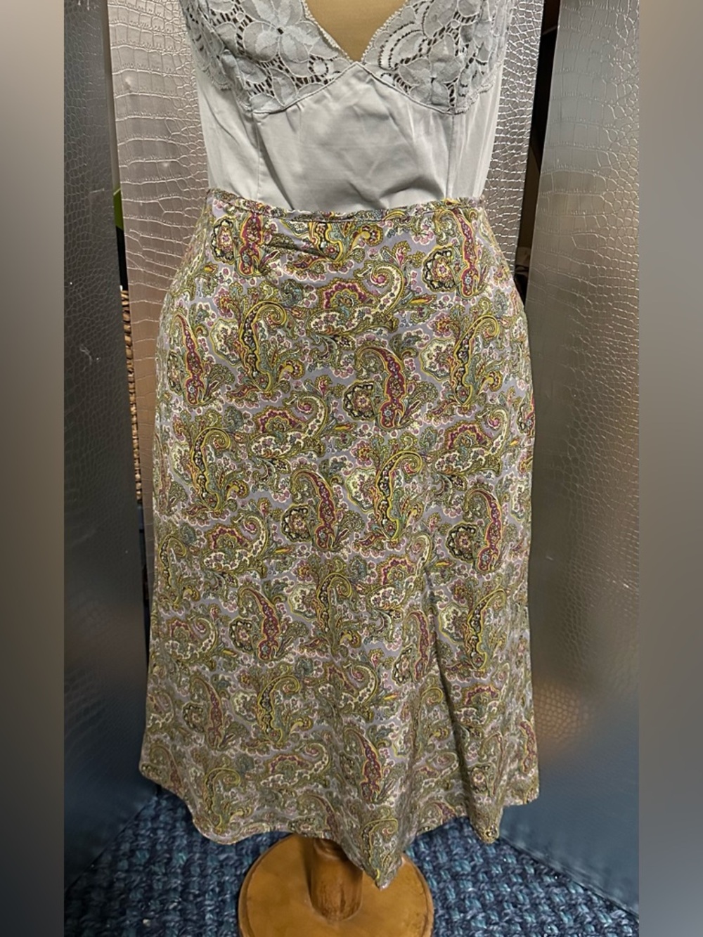 Free People Vintage Paisley Maxi Skirt in Green, Pink, Yellow